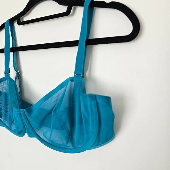 Cuup Bra Women's 36D Blue Sheer Non Padded Underwired Adjustable Strap Stretch T - Picture 2 of 8